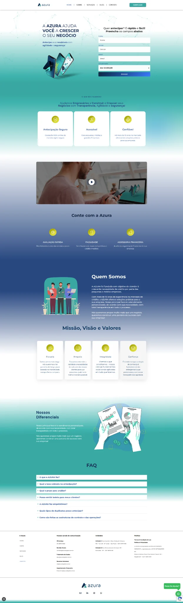 Apresentação do projeto Azura em mockup editorial