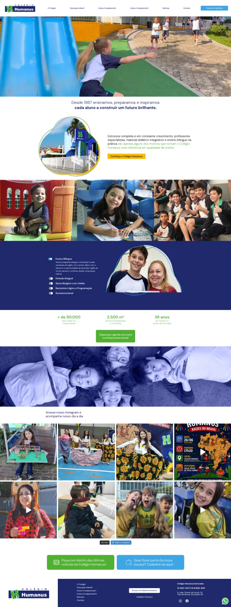 Apresentação do projeto Colégio Humanus em mockup editorial
